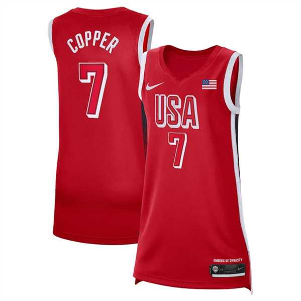Women%27s USA Basketball #7 Kahleah Copper Red 2024 Swingman Stitched Jersey->team usa basketball->NBA Jersey